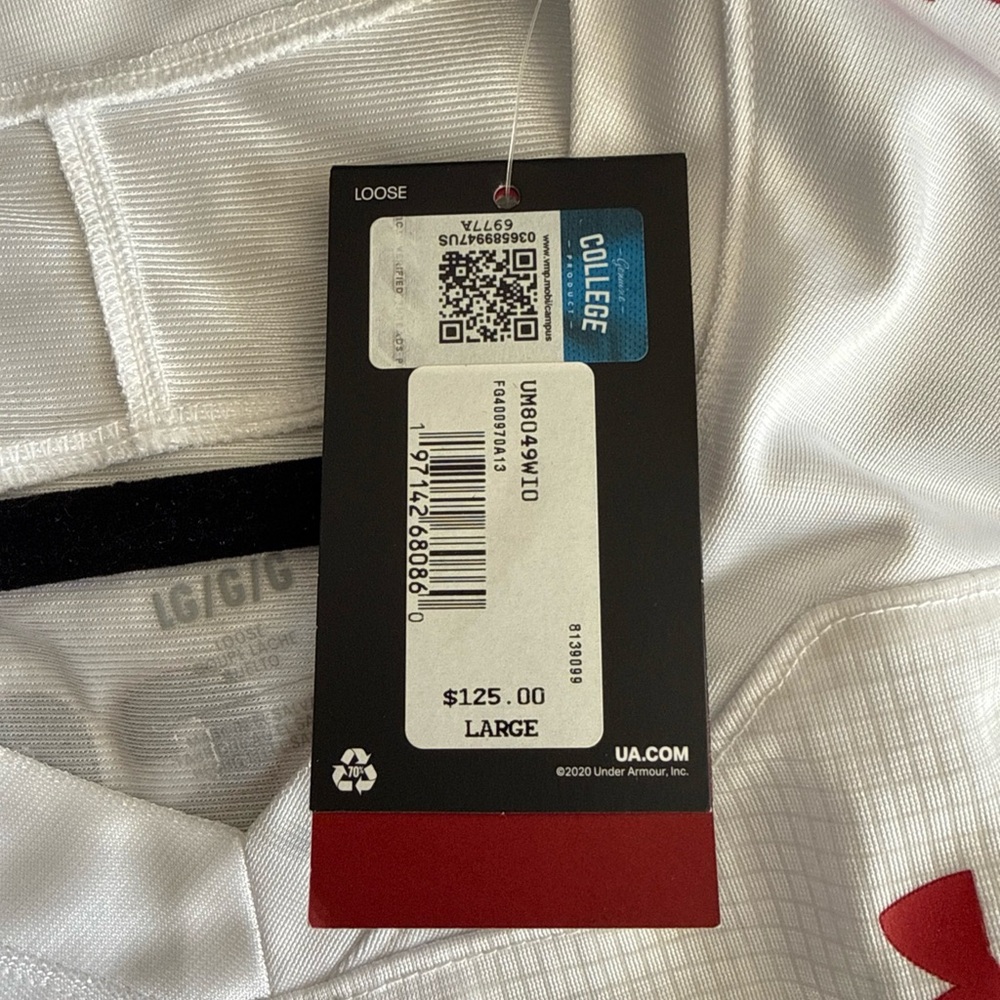 Men’s Under Armour Russell Wilson #16 Wisconsin Badgers Jersey Sz L - White NWT - Picture 6 of 7